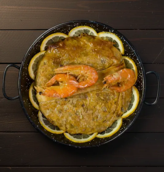 Seafood Pastilla with crispy warqa pastry and succulent shrimp